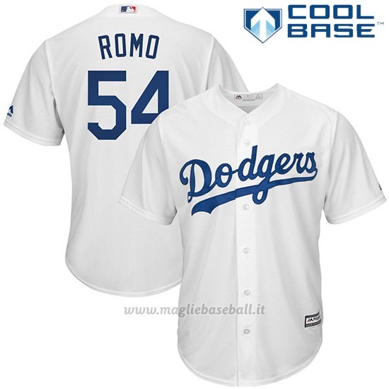 Maglia Baseball Uomo Los Angeles Dodgers Sergio Romo Bianco Cool Base